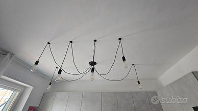 Lampadario “Ragno” a 6 bracci con lampadine Edison