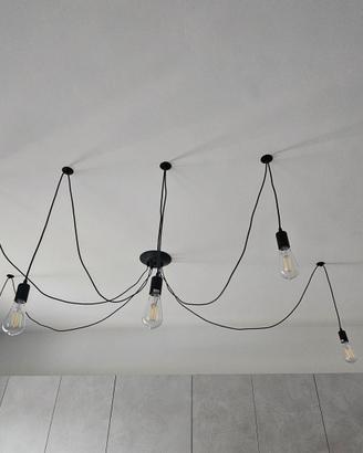 Lampadario “Ragno” a 6 bracci con lampadine Edison