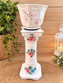 Colonna con vaso in ceramica vintage