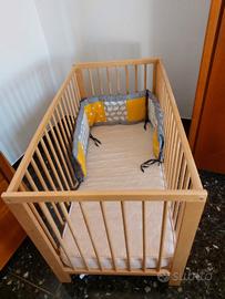 lettino sbarre bimba/o + materasso + paracolpi