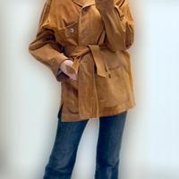 Giacca camicia pelle scamosciata donna over