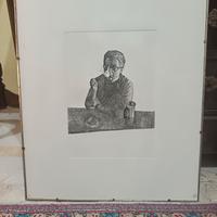 Litografia Donna Che Fuma Prova d'autore anonimo. 