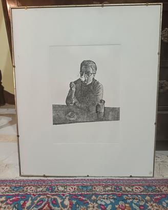 Litografia Donna Che Fuma Prova d'autore anonimo. 