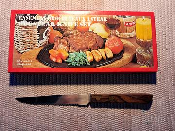 12 coltelli bistecca premium acciaio legno NUOVI