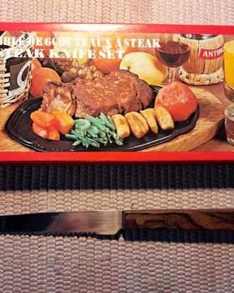12 coltelli bistecca premium acciaio legno NUOVI