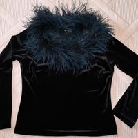 maglia donna velluto/piume