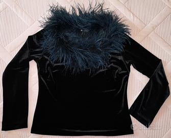 maglia donna velluto/piume
