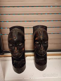 coppia di statue africane in legno 