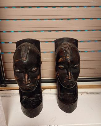 coppia di statue africane in legno 