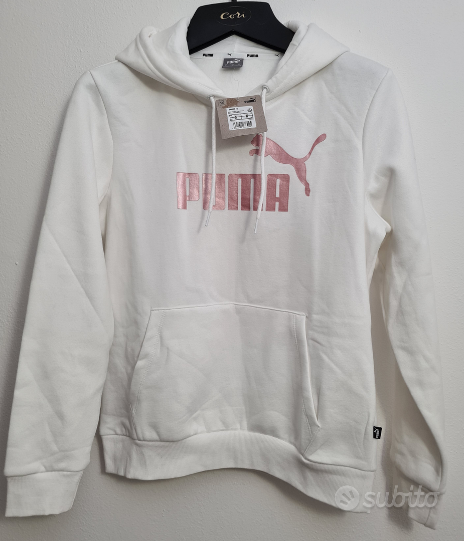 PUMA felpa da donna bianca con cappuccio taglia S Abbigliamento