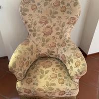 Poltrona imbottita vintage in stile Bergère