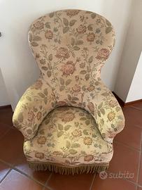 Poltrona imbottita vintage in stile Bergère