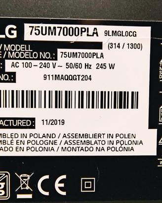 Mainboard + altre schede TV LG 75UM7000PLA