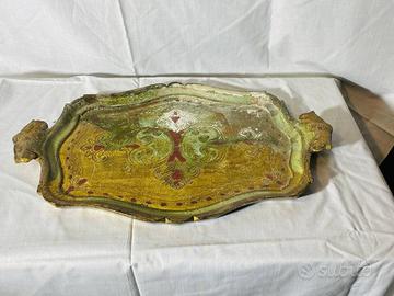 Antico vassoio fiorentino in legno