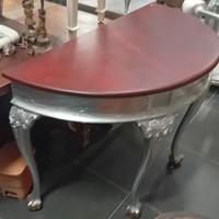 TAVOLO CONSOLLE DA MURO LACCATA ARGENTO FINTO MARM