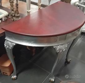 TAVOLO CONSOLLE DA MURO LACCATA ARGENTO FINTO MARM