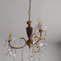 Lampadario sospensione metallo e vetro, 3 luci