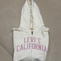 Felpa Levi’s California zip Bianca con logo rosa