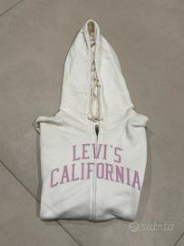 Felpa Levi’s California zip Bianca con logo rosa