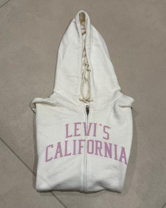 Felpa Levi’s California zip Bianca con logo rosa