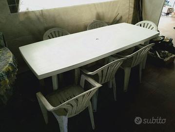 Tavolo grande da giardino con 6 sedie