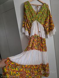 Abito lungo fantasia limoni Moda D'Amare
