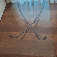 Tavolino da salotto in cristallo e ferro battuto