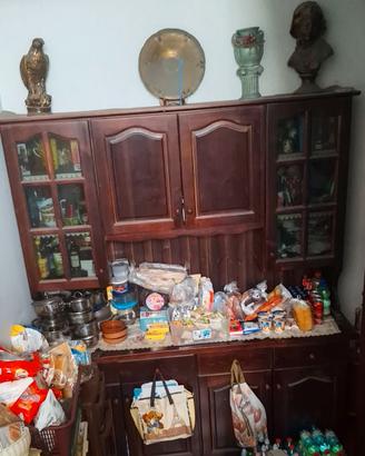 Credenza antica, piattaia, madia, mobile basso