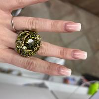 Anello da cocktail vintage bombato oro 