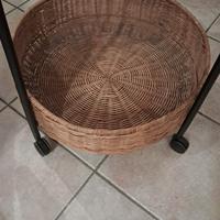 Carrello portavivande/Bar in Vimini Vintage con Ru