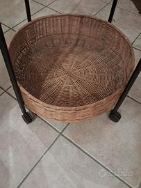 Carrello portavivande/Bar in Vimini Vintage con Ru