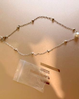 collanina choker / girocollo con perla e pallini