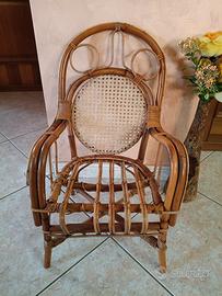 Vecchia poltroncina in bambù/vimini vintage 