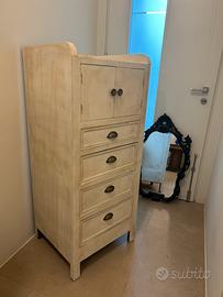Cassettiera, mobile archivio legno shabby