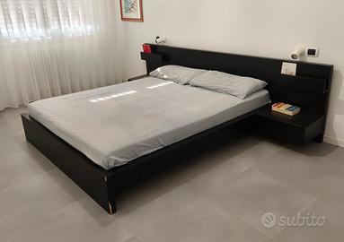 Letto + doghe + comodini IKEA Malm marron