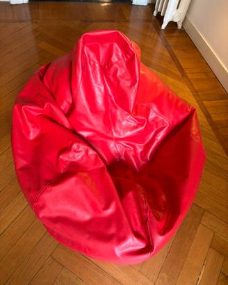 Poltrona sacco/pouf in pelle rossa - Budune