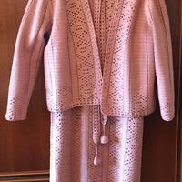 Vestito Abito Donna Uncinetto Coprispalle Rosa
