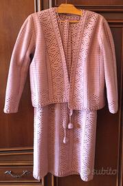 Vestito Abito Donna Uncinetto Coprispalle Rosa