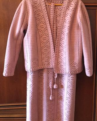 Vestito Abito Donna Uncinetto Coprispalle Rosa