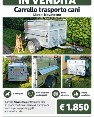 Carrello Novatecno Trasporto 3 Cani