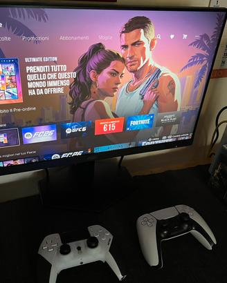 Ps5 disco garanzia+monitor 120hz+2joistick 3giochi