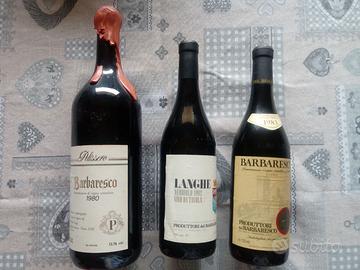 3 bottiglie vino da collez. barbaresco e nebbiolo