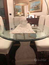 Tavolo per salone in vetro e marmo
