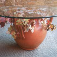 Tavolino terra cotta cristallo 100
