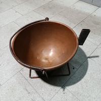 Paiolo in rame con supporto 26 cm diametro 