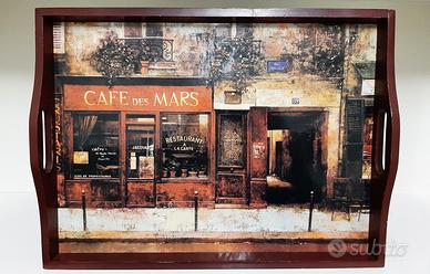 Vassoio Cafe' De Paris in legno, vintage, anni '90