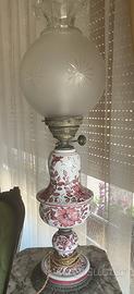 Lampada a petrolio vintage ceramica dipinta a mano