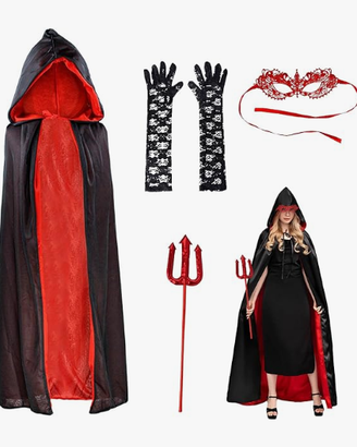 Costume da Diavolo Donna / Mantello da Vampiro Ner