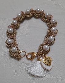 bracciale knitted pearl/powder