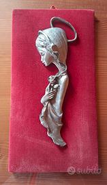 Madonna bassorilievo in peltro